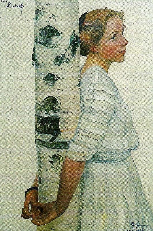 Carl Larsson lisbeth vid bjorkstammamen oil painting image